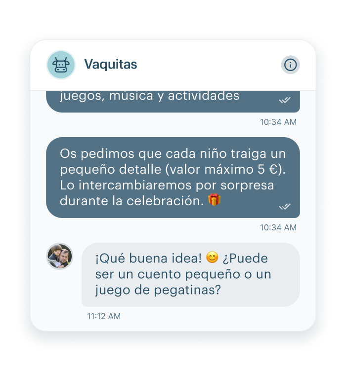 Chat de KinderUp entre el centro y las familias