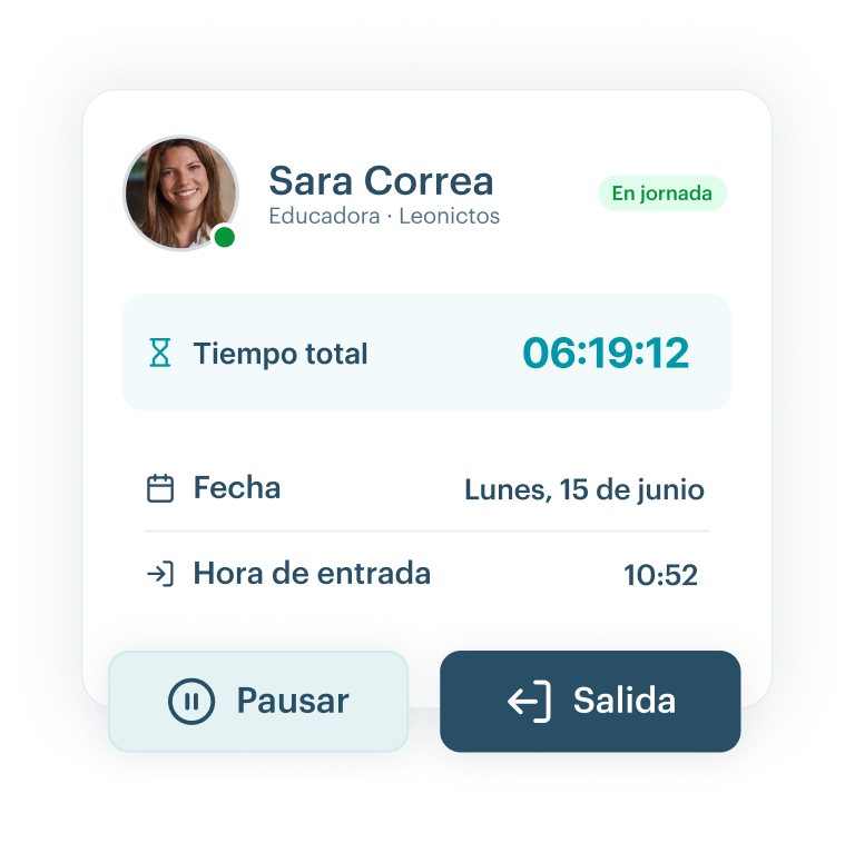 Fichaje y control de jornada del equipo en KinderUp